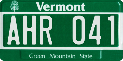 VT license plate AHR041