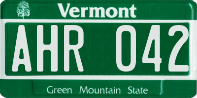 VT license plate AHR042