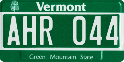 VT license plate AHR044