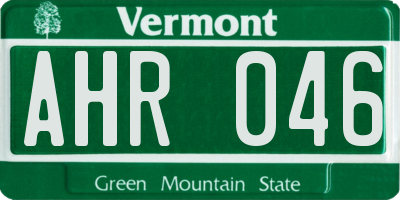 VT license plate AHR046
