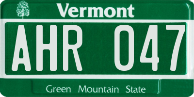 VT license plate AHR047