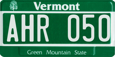 VT license plate AHR050