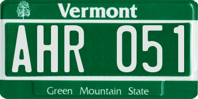 VT license plate AHR051
