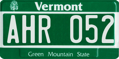 VT license plate AHR052