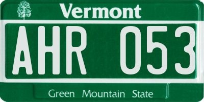 VT license plate AHR053