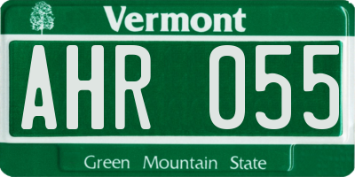 VT license plate AHR055