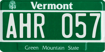VT license plate AHR057