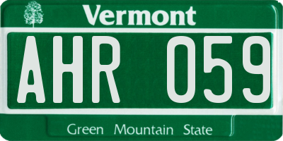 VT license plate AHR059