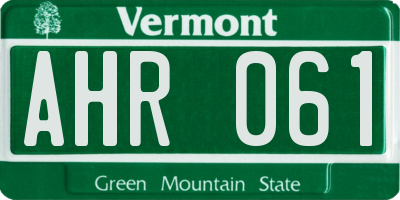 VT license plate AHR061