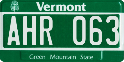 VT license plate AHR063