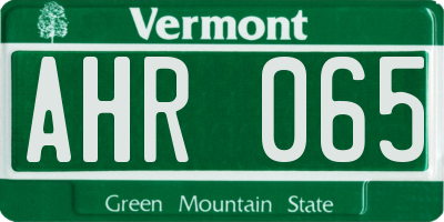 VT license plate AHR065