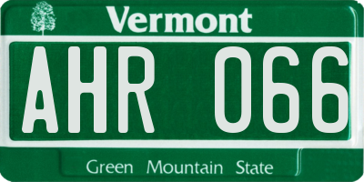 VT license plate AHR066