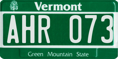 VT license plate AHR073