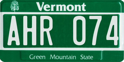 VT license plate AHR074