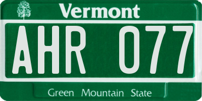 VT license plate AHR077