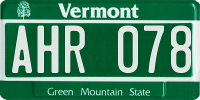 VT license plate AHR078