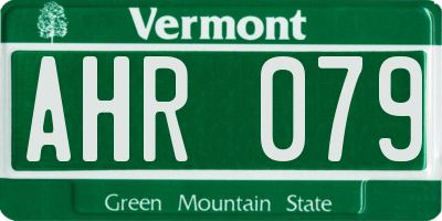 VT license plate AHR079