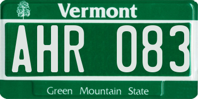 VT license plate AHR083