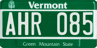 VT license plate AHR085