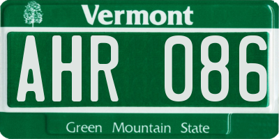 VT license plate AHR086
