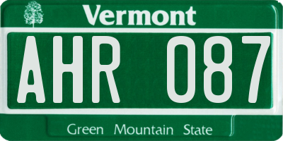 VT license plate AHR087