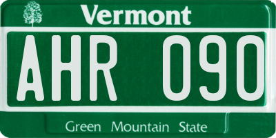 VT license plate AHR090