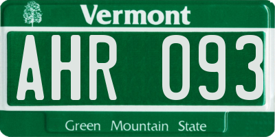 VT license plate AHR093