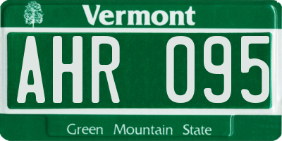 VT license plate AHR095