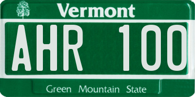 VT license plate AHR100