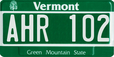 VT license plate AHR102