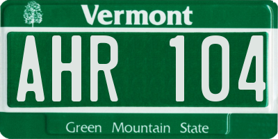 VT license plate AHR104