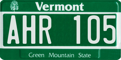 VT license plate AHR105