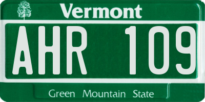 VT license plate AHR109