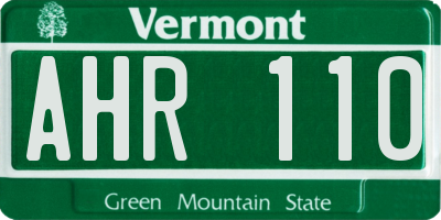 VT license plate AHR110