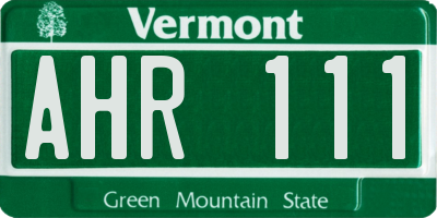 VT license plate AHR111
