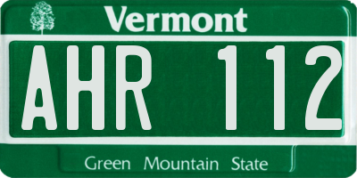 VT license plate AHR112