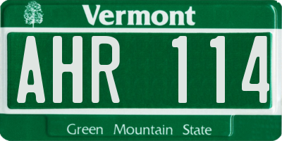 VT license plate AHR114