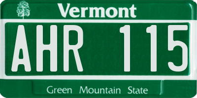 VT license plate AHR115
