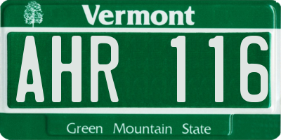 VT license plate AHR116