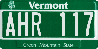 VT license plate AHR117