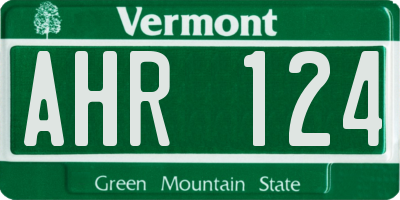 VT license plate AHR124