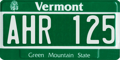 VT license plate AHR125