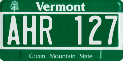 VT license plate AHR127