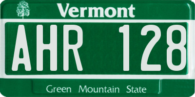 VT license plate AHR128