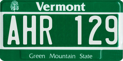 VT license plate AHR129