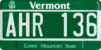 VT license plate AHR136