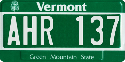 VT license plate AHR137