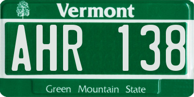 VT license plate AHR138
