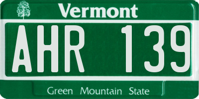 VT license plate AHR139