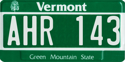 VT license plate AHR143